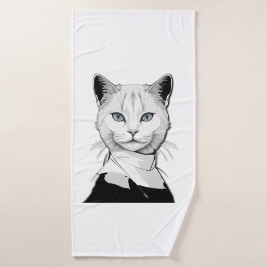 Mystische Schwarze und Weiße Katze Salem Badehandtuch (Badehandtuch)