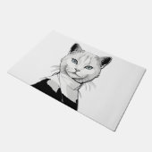 Mystische Schwarze und Weiße Katze Salem Fußmatte (Schrägansicht)