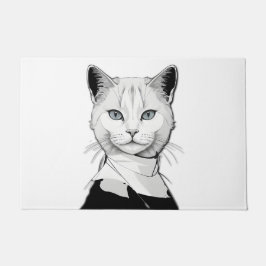 Mystische Schwarze und Weiße Katze Salem Fußmatte