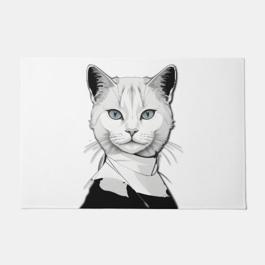 Mystische Schwarze und Weiße Katze Salem Fußmatte (Vorderseite)