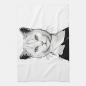 Mystische Schwarze und Weiße Katze Salem Geschirrtuch (Vertikal)