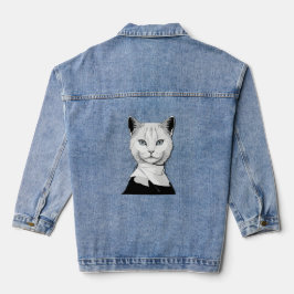 Mystische Schwarze und Weiße Katze Salem Jeansjacke