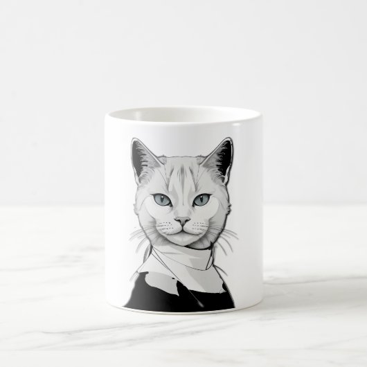 Mystische Schwarze und Weiße Katze Salem Kaffeetasse (Mittel)