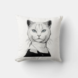Mystische Schwarze und Weiße Katze Salem Kissen