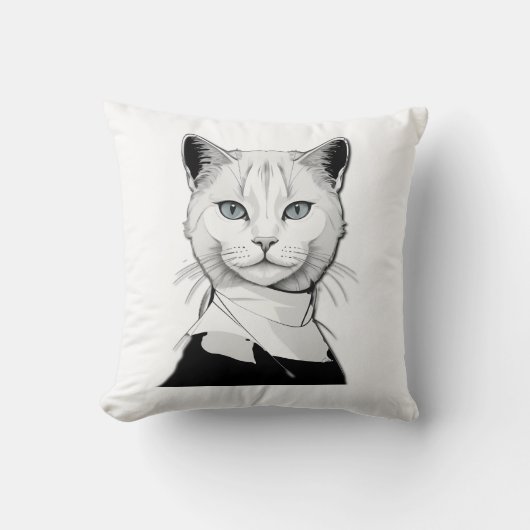 Mystische Schwarze und Weiße Katze Salem Kissen (Vorderseite)