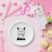 Mystische Schwarze und Weiße Katze Salem Pappteller (Party)