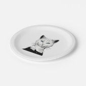 Mystische Schwarze und Weiße Katze Salem Pappteller (Schrägansicht)