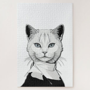 Mystische Schwarze und Weiße Katze Salem Puzzle