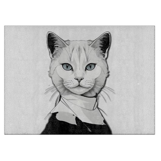 Mystische Schwarze und Weiße Katze Salem Schneidebrett (Vorderseite)