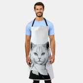 Mystische Schwarze und Weiße Katze Salem Schürze (Getragen)