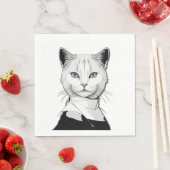 Mystische Schwarze und Weiße Katze Salem Serviette (Beispiel)