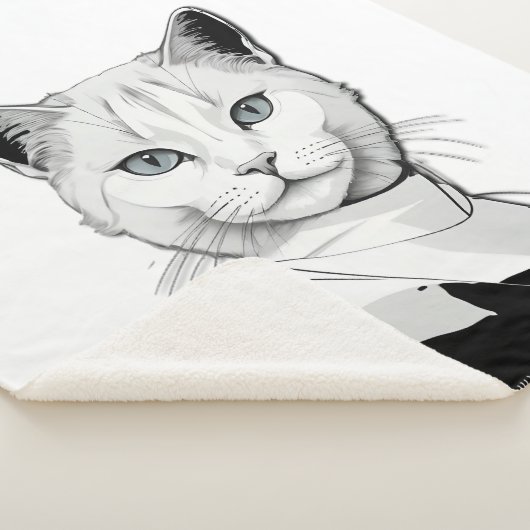 Mystische Schwarze und Weiße Katze Salem Sherpadecke (3/4)