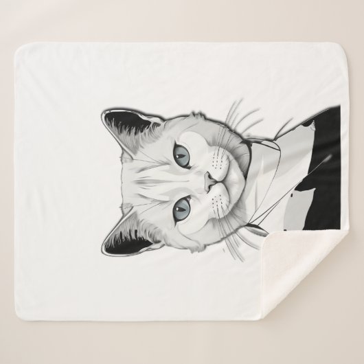 Mystische Schwarze und Weiße Katze Salem Sherpadecke (Vorderseite (Horizontal))