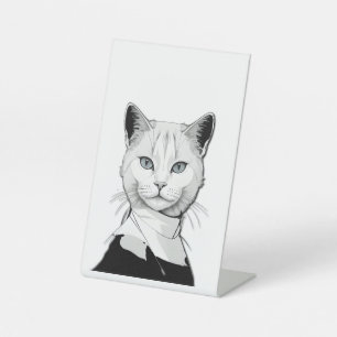 Mystische Schwarze und Weiße Katze Salem Sockelschild