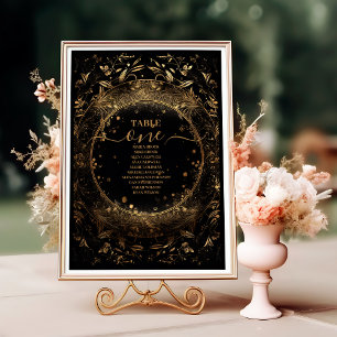 Mystische Schwarzgoldene Hochzeit unter Sternen  Tischnummer