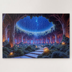 Mystische Schwebbäume in einem surrealen Garten Puzzle