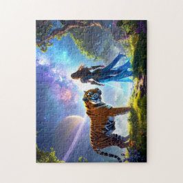 Mystische Science-Fiction-Fantasy-Tigerin und Gött Puzzle