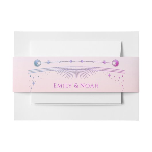 Mystische Sonnenuntergang Rosa Sonnenmönchssterne Einladungsbanderole (Vorderseite Beispiel)