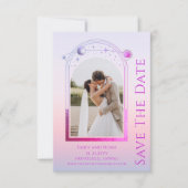 Mystische Sonnenuntergang Rosa Sonnenmönchssterne  Save The Date (Vorderseite)