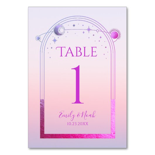 Mystische Sonnenuntergang Rosa Sonnenmönchssterne Tischnummer (Rückseite)