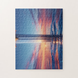 Mystische Sonnenuntergangs-Schwert-Wandkunst Puzzle