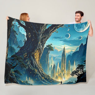 Mystische Stadtträume Fleecedecke