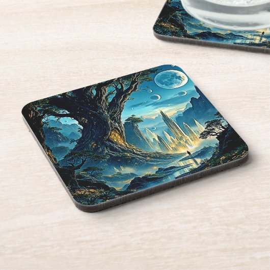 Mystische Stadtträume Getränkeuntersetzer (Linke Seite)