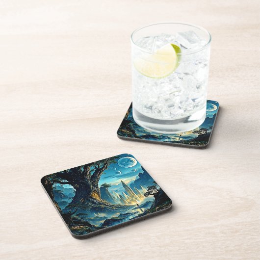 Mystische Stadtträume Getränkeuntersetzer (Rechte Seite)