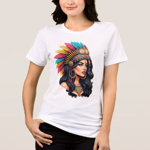 Mystische Stammes-Schönheit – Lebendige Kopfbedeck Tri-Blend Shirt