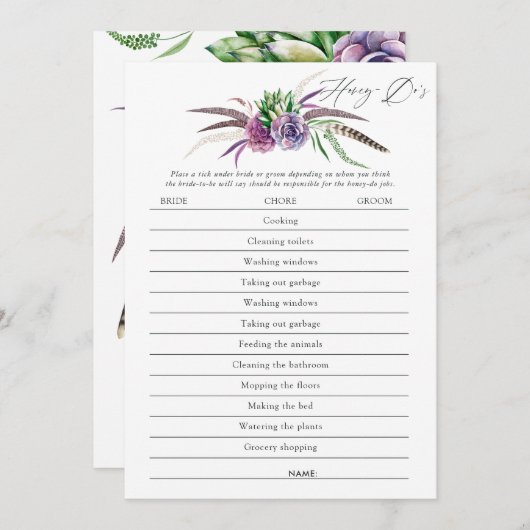 Mystische Sukkulationen Brautparty Game Einladung (Vorne/Hinten)