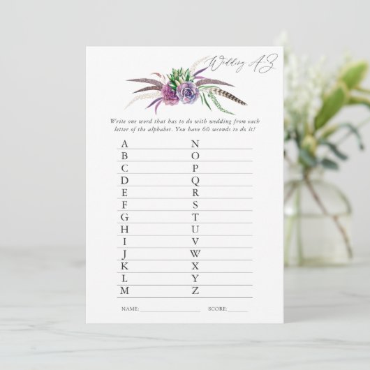 Mystische Sukkulationen Brautparty Game Einladung (Stehend Vorderseite)