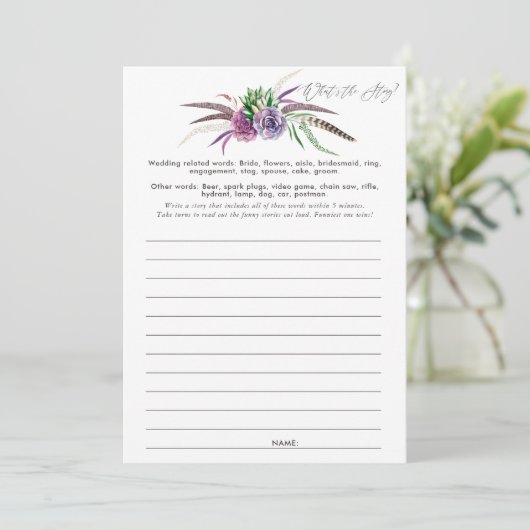 Mystische Sukkulationen Brautparty Game Einladung (Stehend Vorderseite)