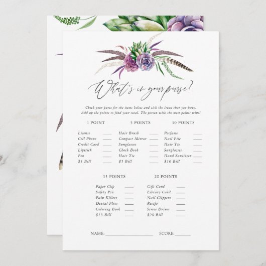 Mystische Sukkulationen Brautparty Game Einladung (Vorne/Hinten)