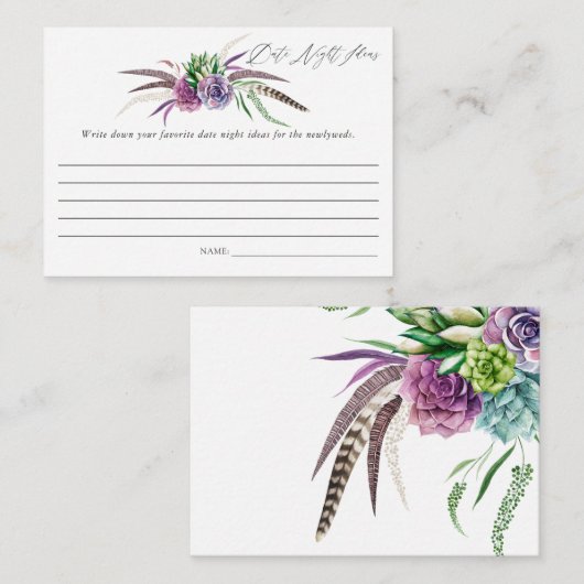 Mystische Sukkulente Brautparty Datumsinformation Begleitkarte (Vorne/Hinten)