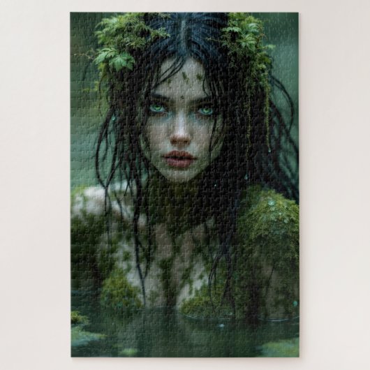 Mystische Sumpfgöttin in der Muse der grünen Gewäs Puzzle (Vertikal)