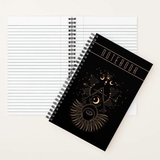 Mystische Symbole Moon Stars SpiralNotebook Notizblock (Innen)