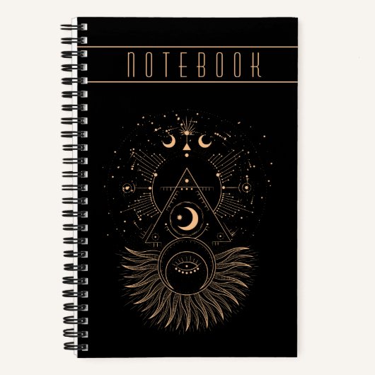 Mystische Symbole Moon Stars SpiralNotebook Notizblock (Vorderseite)