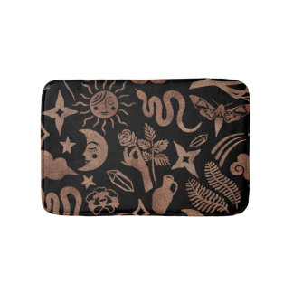 Mystische Symbole: Schlange, Sonne, Mond. Badematte