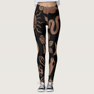 Mystische Symbole: Schlange, Sonne, Mond. Leggings