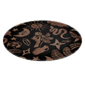 Mystische Symbole: Schlange, Sonne, Mond. Schneidebrett (Ecke)