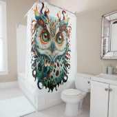 "Mystische Symmetrie: Vibrant Owl Art" Duschvorhang (Beispiel)