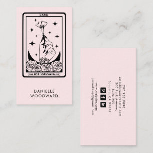 Mystische Tarot-Ästhetikerin Branding Rosa Visitenkarte
