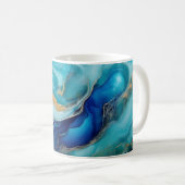 Mystische Tides: Die Kunst des Kobalt und Aquamari Kaffeetasse (VorderseiteRechts)