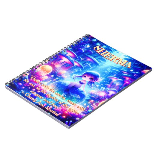 Mystische Tiefen - Chibi Meerjungfrau & Glühgarten Notizblock (Linke Seite)