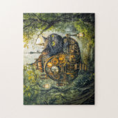 Mystische Uhrwerkkatze Puzzle (Vertikal)