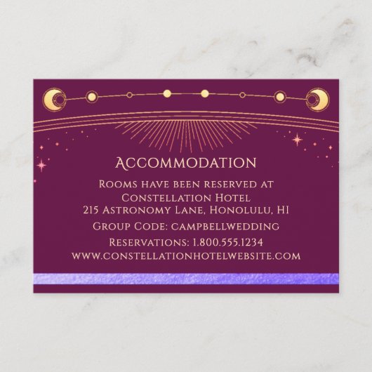 Mystische Unterkunft in Celestial Fuchsia Gold Begleitkarte (Vorderseite)