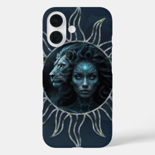 Mystische Verbindung, mystische Frau und der Löwe. iPhone 16 Hülle