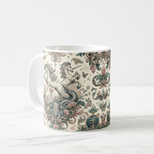 Mystische Viktorianische Hörner: Verzauberte Blüte Kaffeetasse (Vorderseite Links)