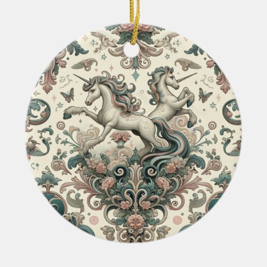 Mystische Viktorianische Hörner: Verzauberte Blüte Keramik Ornament (Vorne)