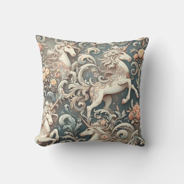 Mystische Viktorianische Hörner: Verzauberte Blüte Kissen (Vorderseite)